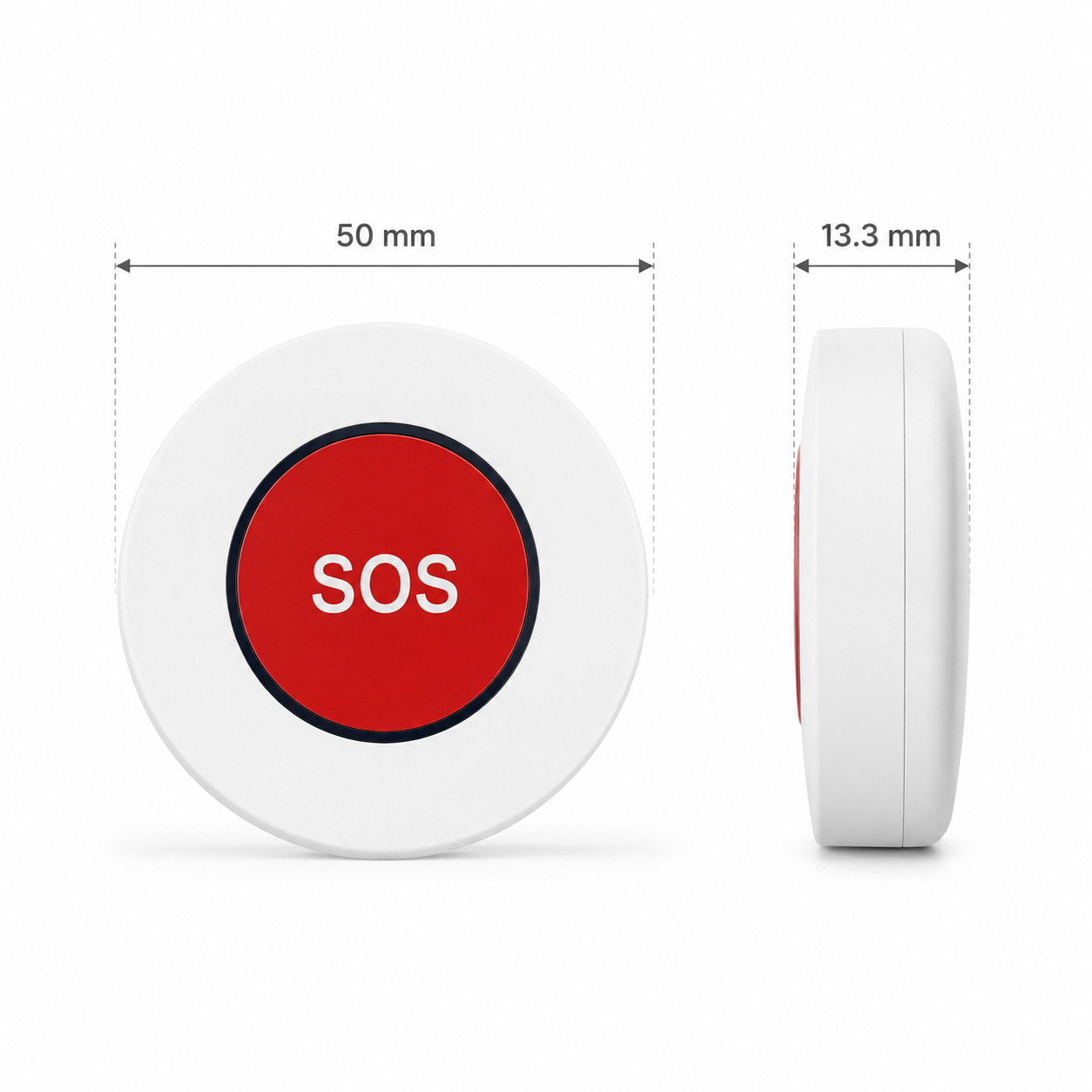 Dimensions diagram for round SOS emergency button