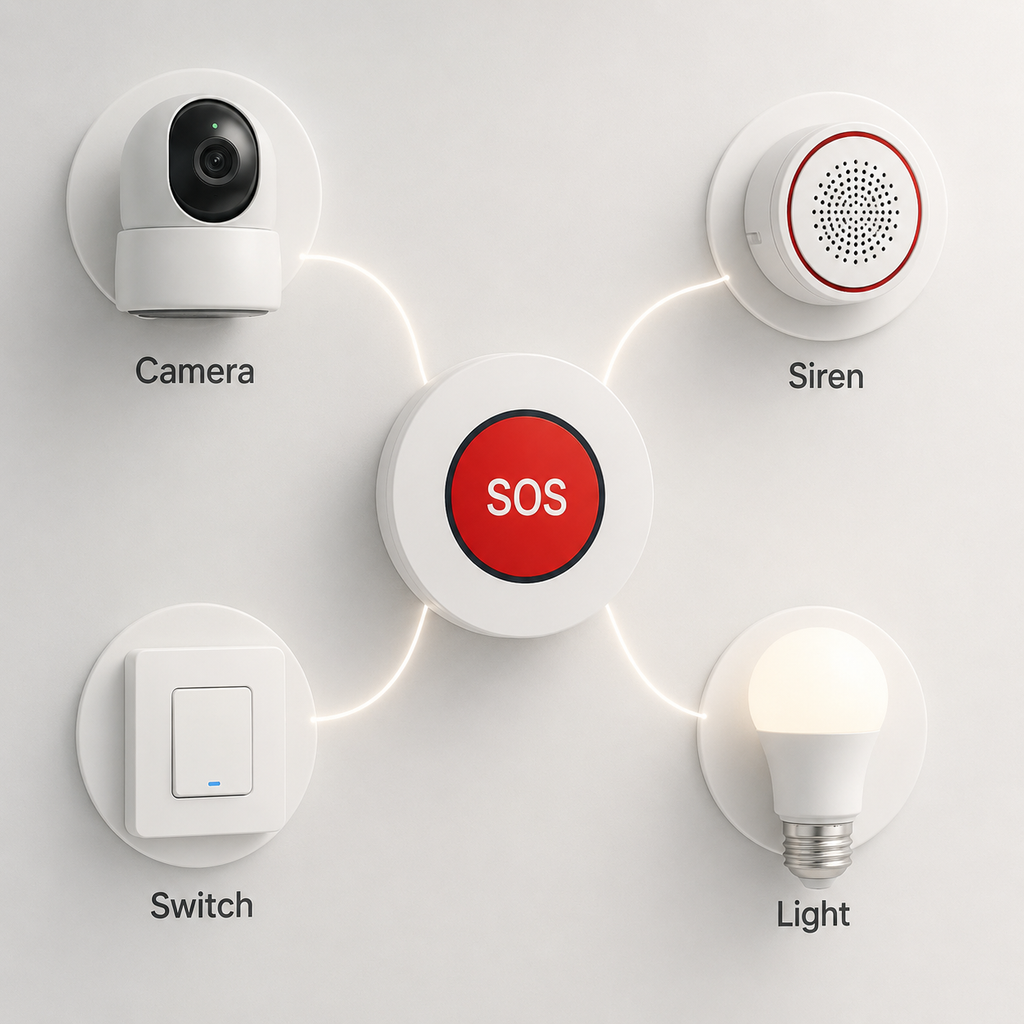 Smart home linkage with SOS button and generic devices