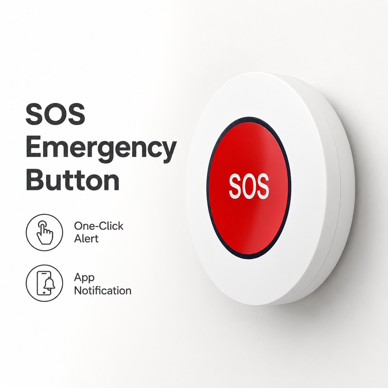 Studio hero image of SOS emergency button with notification feature