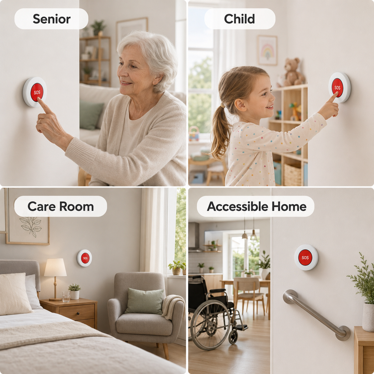 Wide application scenes for SOS emergency button in home care