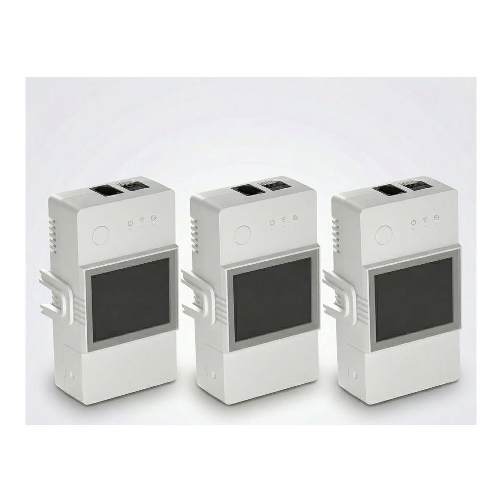 Lot de trois modules NéoStat Pro 20 A sur fond blanc studio