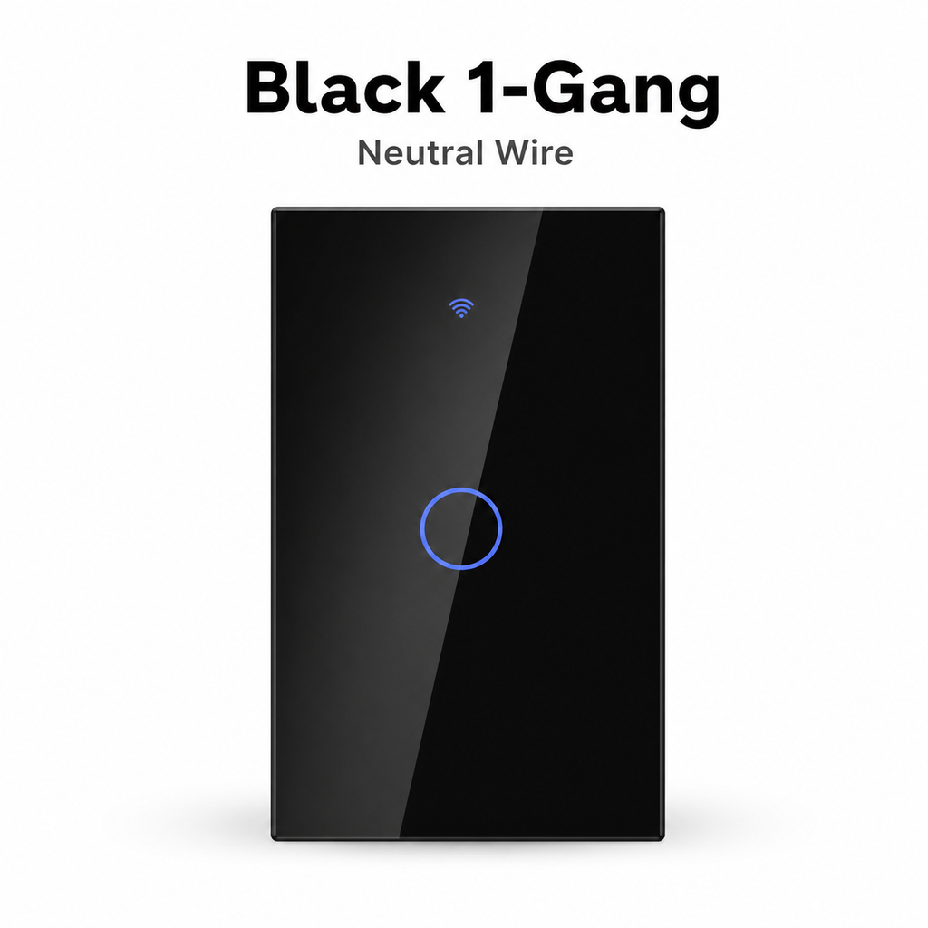 Black 1-gang glass touch switch studio packshot