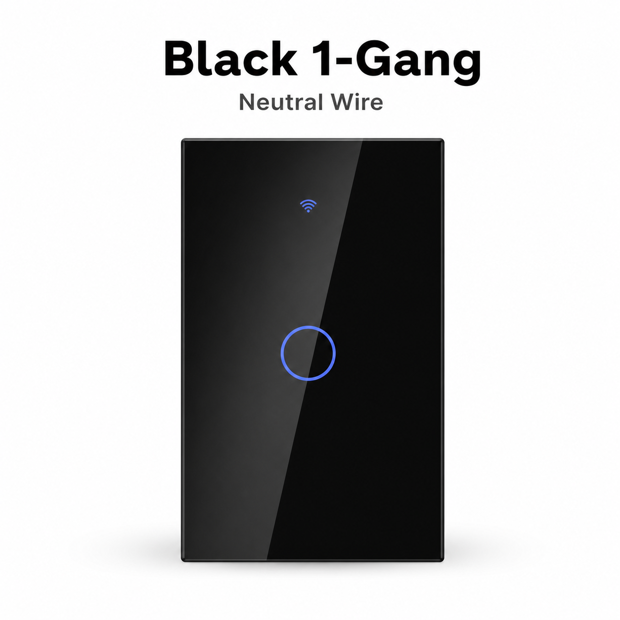 Black 1-gang glass touch switch studio packshot