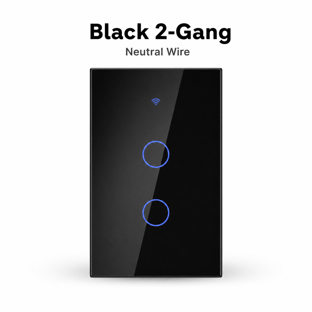 Black 2-gang glass touch switch studio packshot