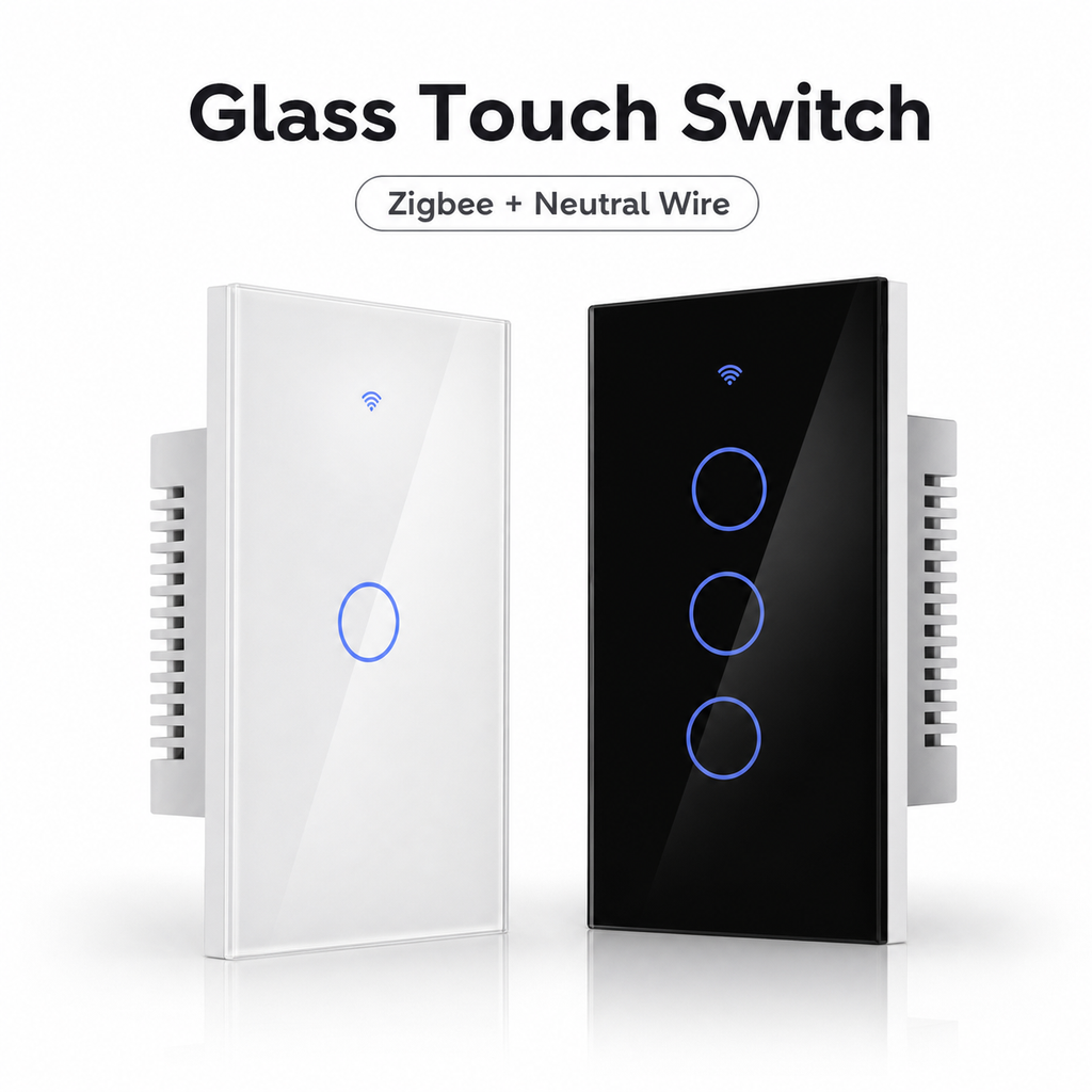 Black and white glass touch switch studio packshot
