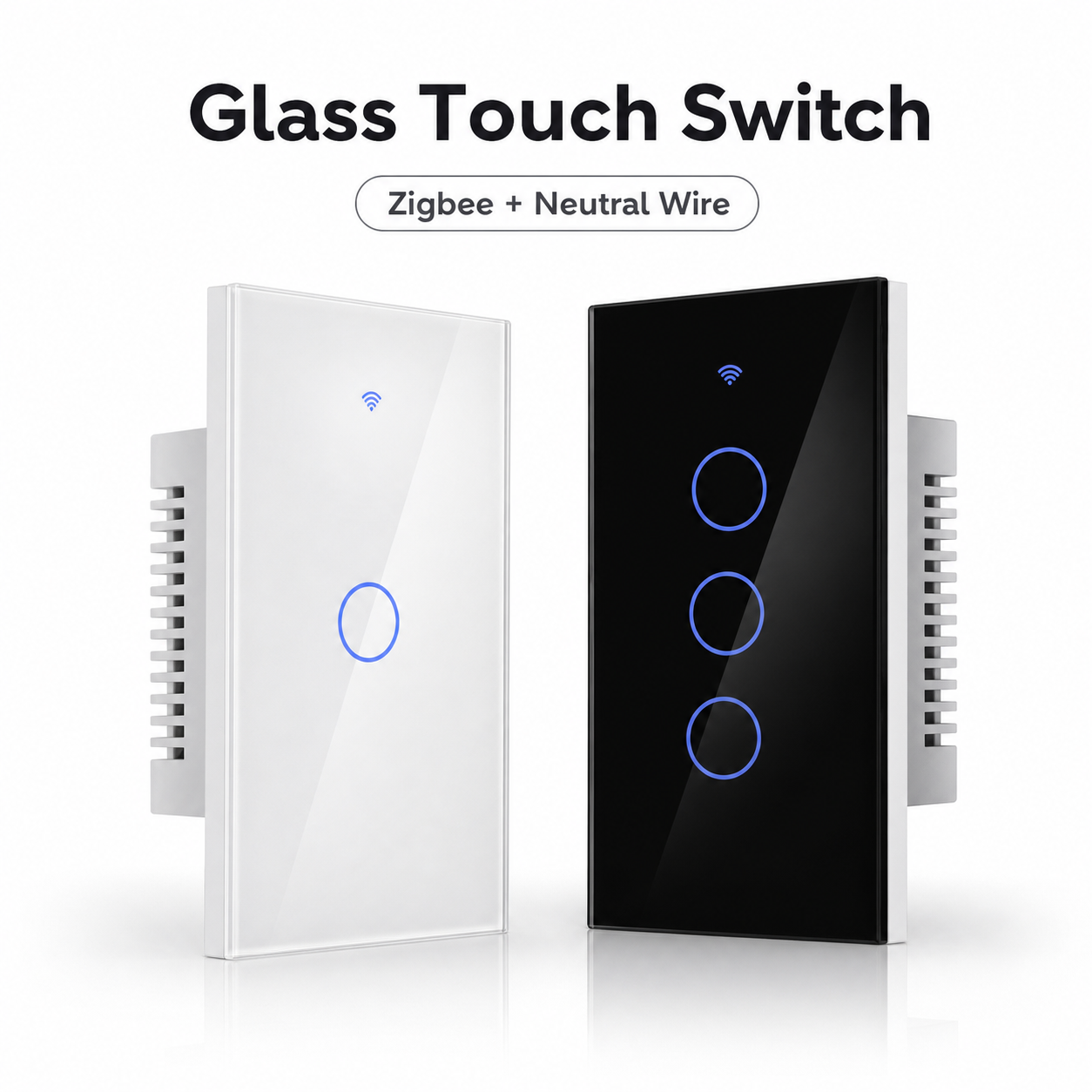 Black and white glass touch switch studio packshot