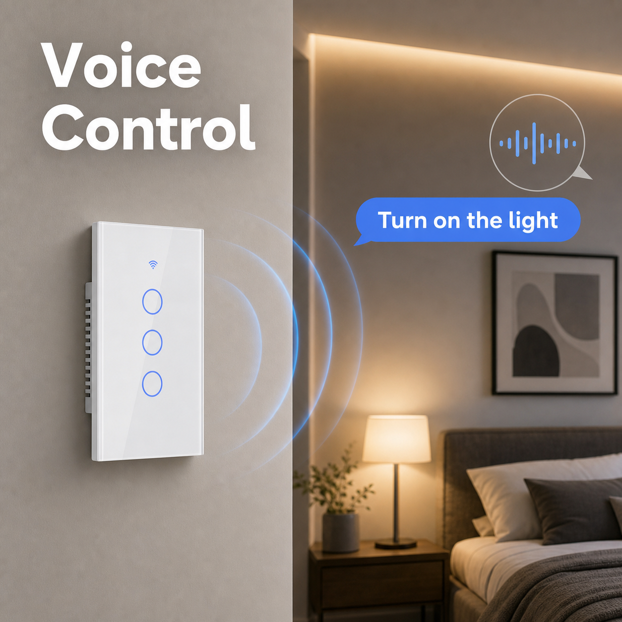 Generic voice control scene for glass touch switch