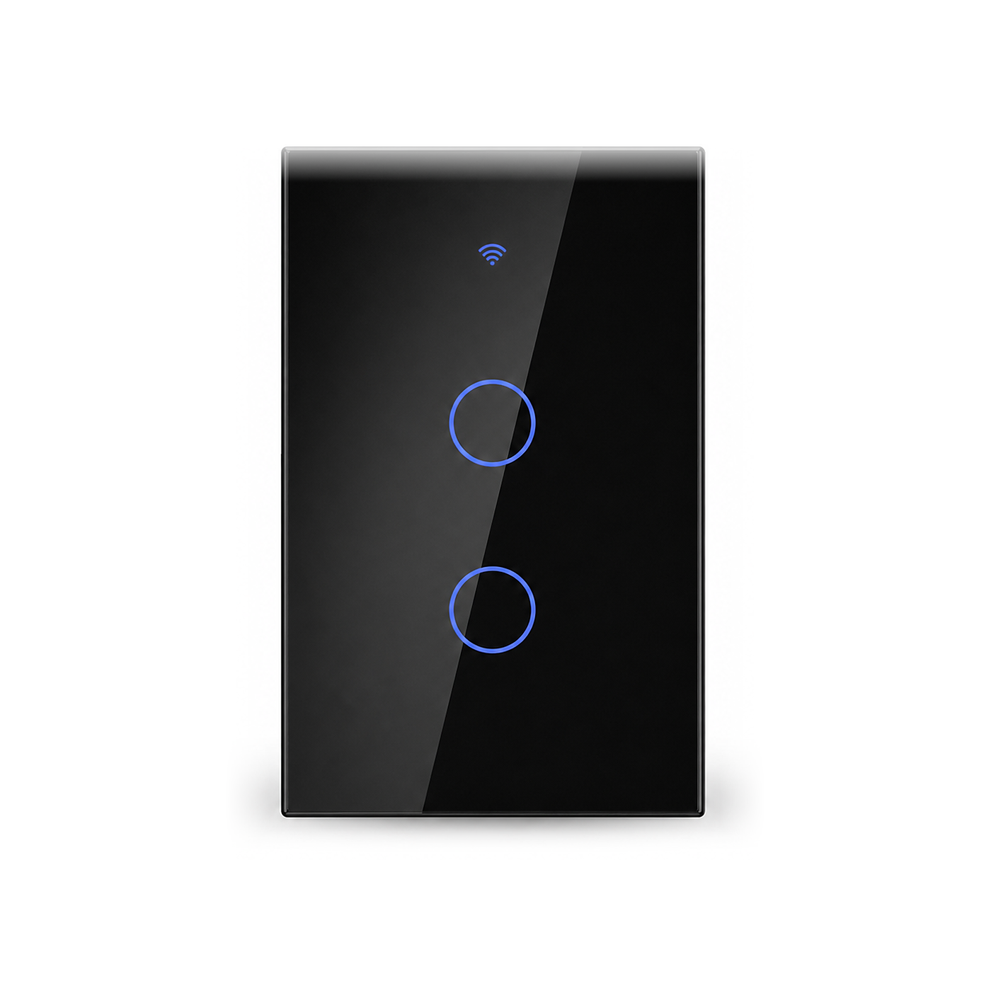 NeoSwitch Glass Comfort interrupteur tactile ZigBee 2 touches noir sur fond blanc