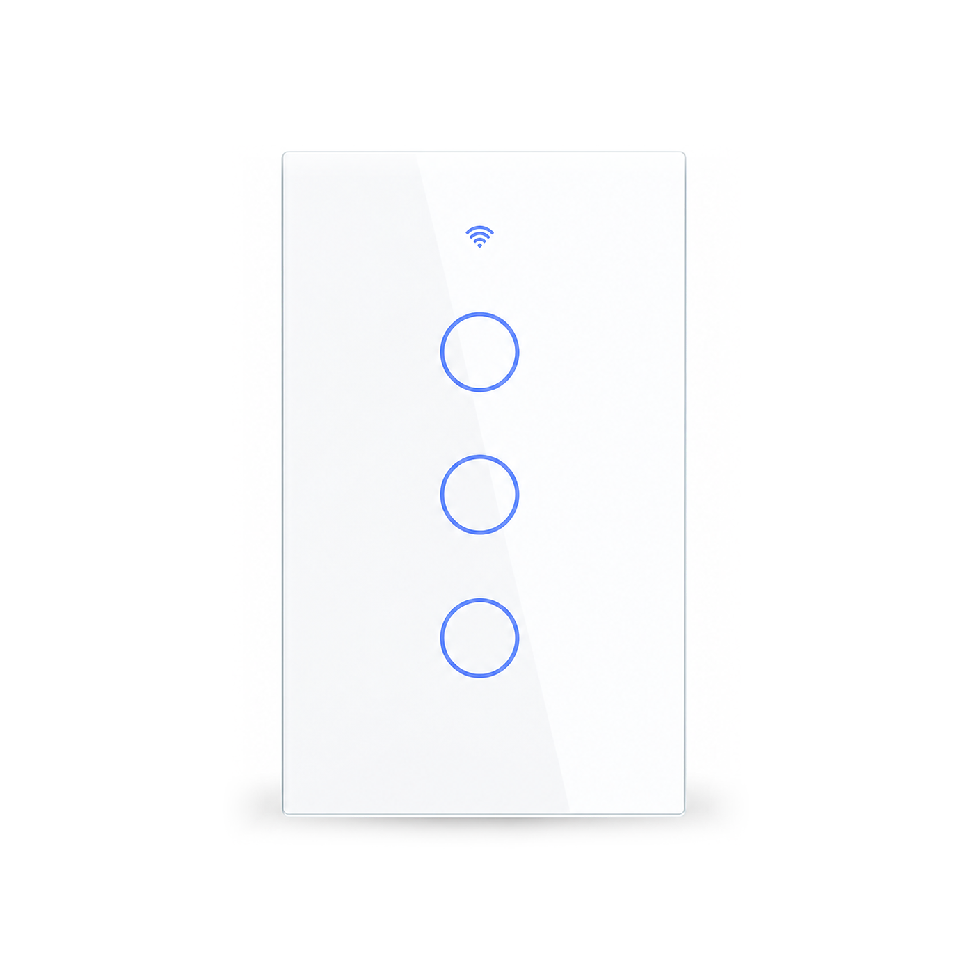 NeoSwitch Glass Comfort interrupteur tactile ZigBee 3 touches blanc sur fond blanc