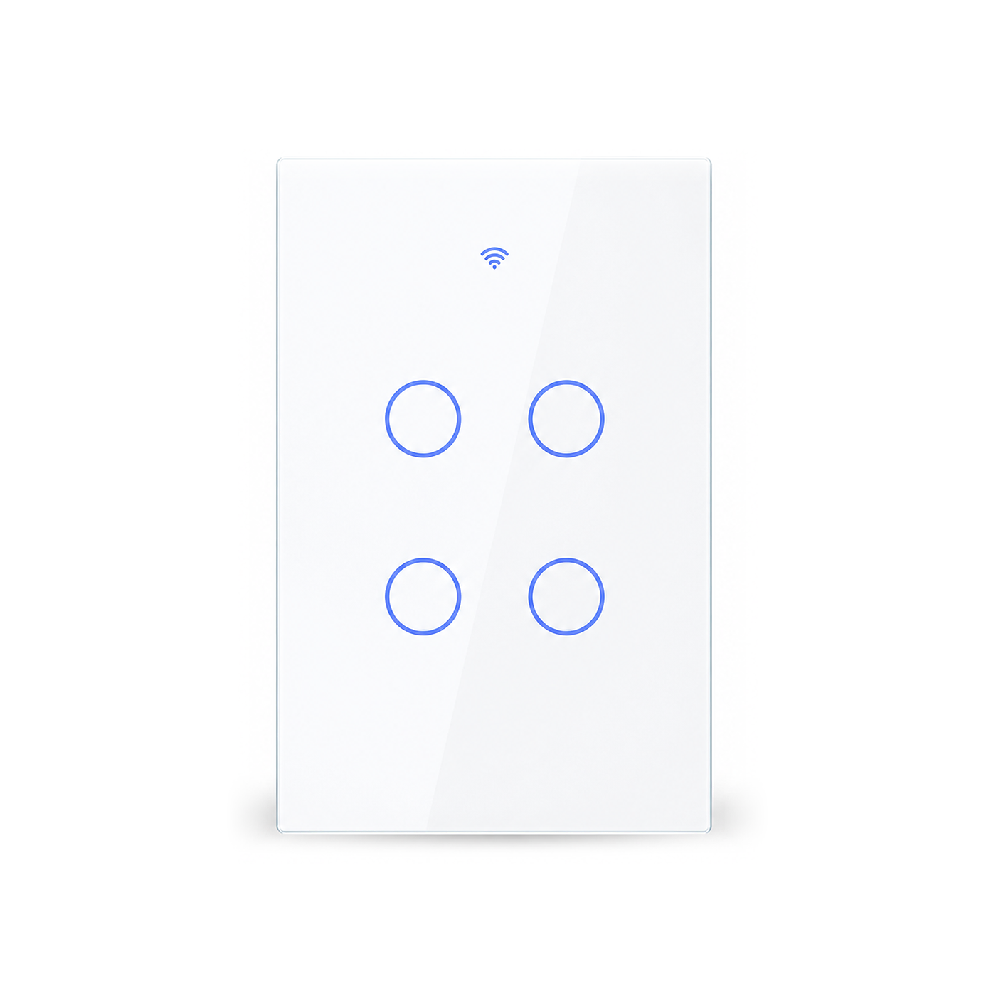 NeoSwitch Glass Comfort interrupteur tactile ZigBee 4 touches blanc sur fond blanc