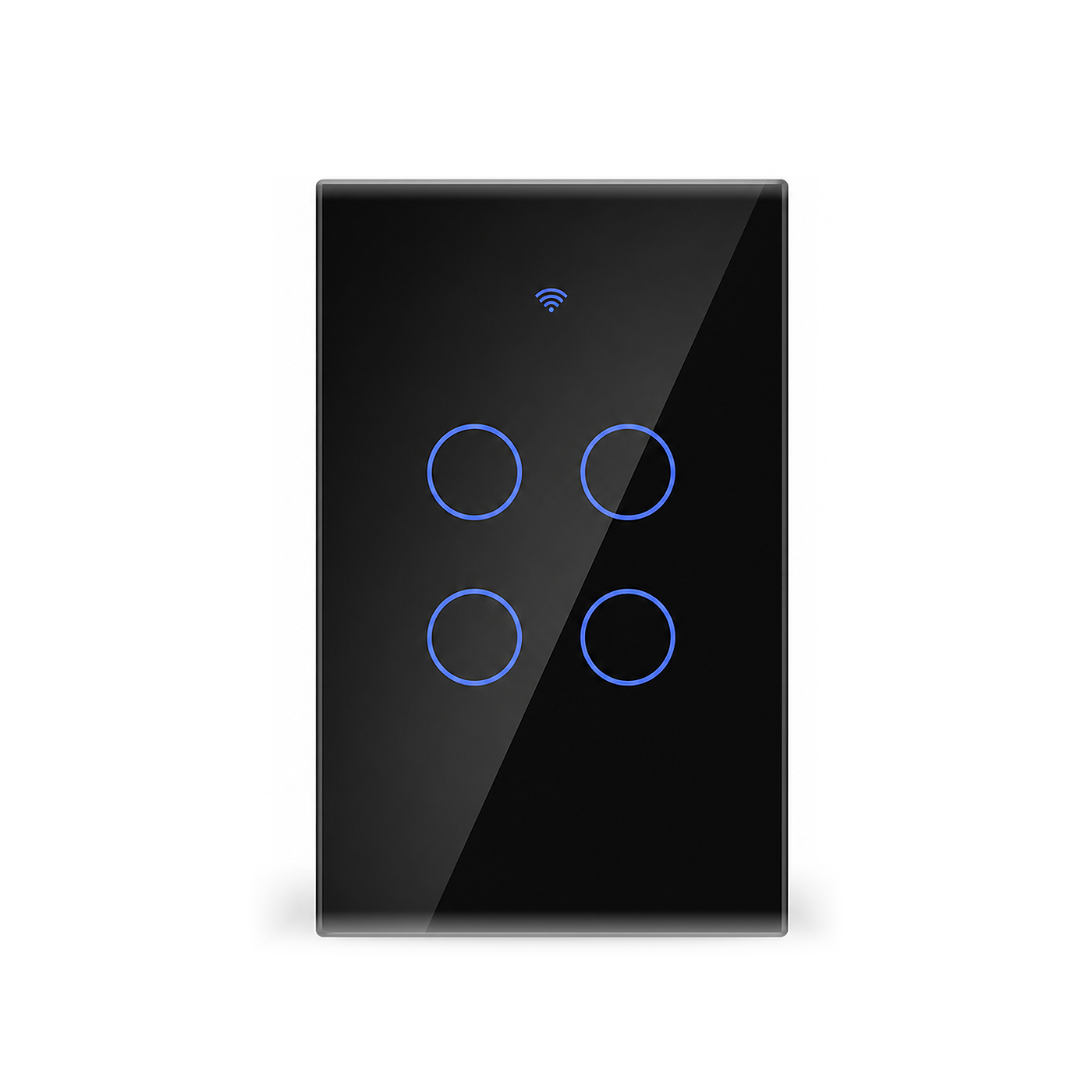NeoSwitch Glass Comfort interrupteur tactile ZigBee 4 touches noir sur fond blanc