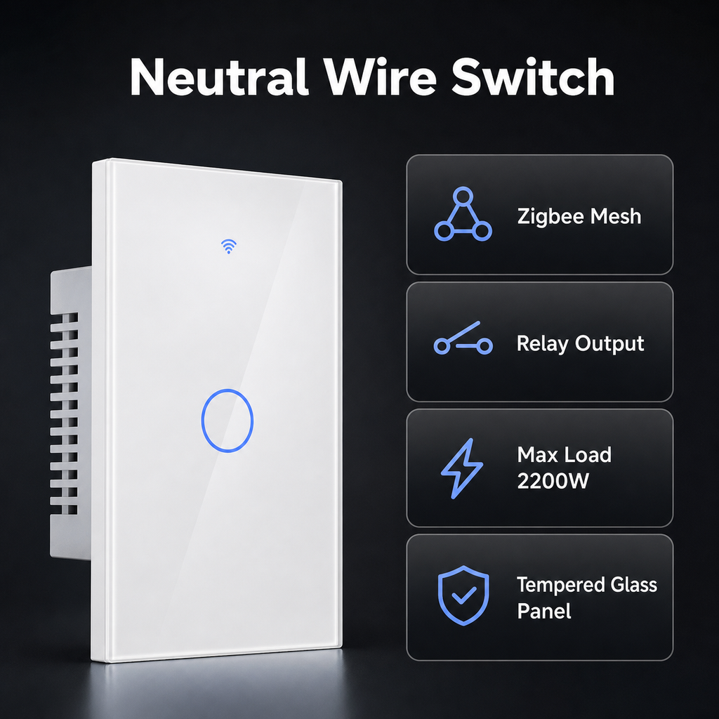 Neutral wire and Zigbee mesh specs for glass touch switch
