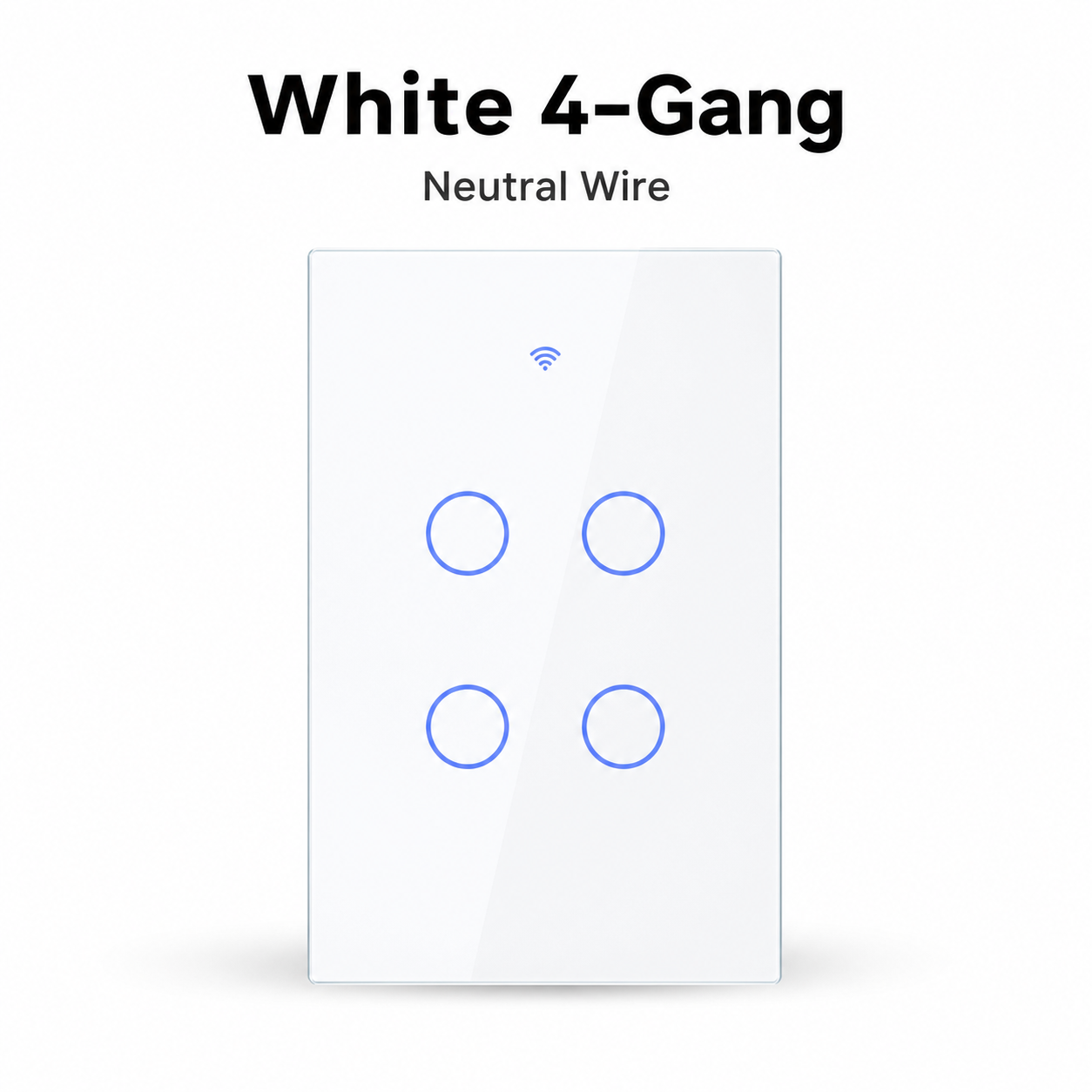 White 4-gang glass touch switch studio packshot