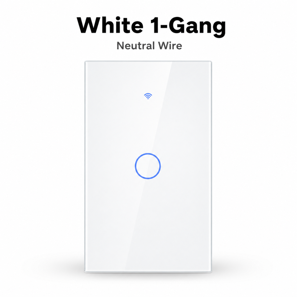 White 1-gang glass touch switch studio packshot