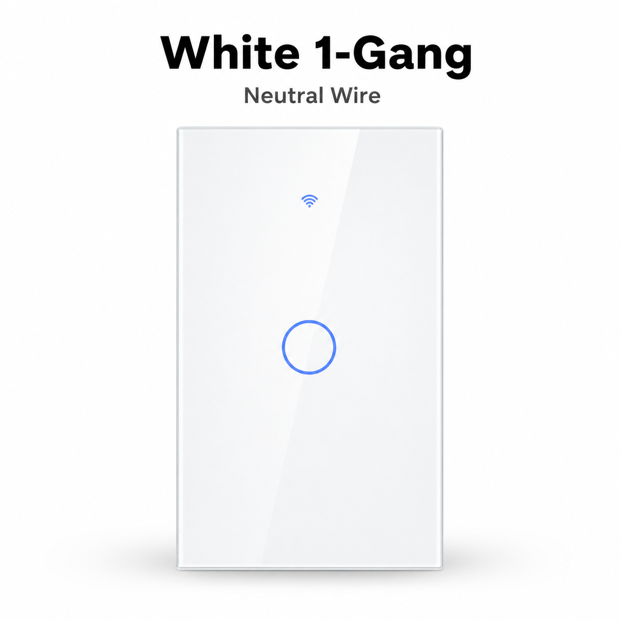 White 1-gang glass touch switch studio packshot