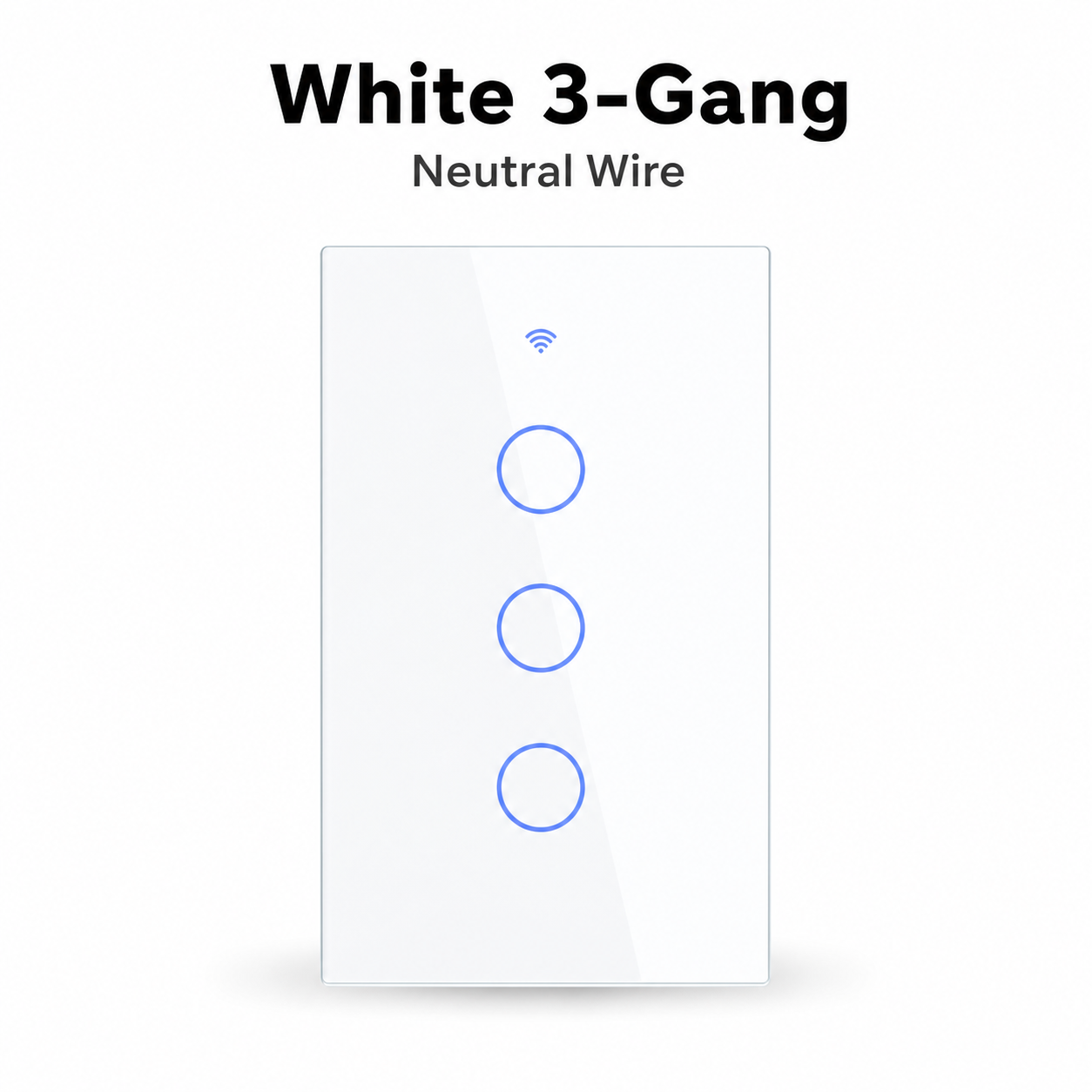 White 3-gang glass touch switch studio packshot