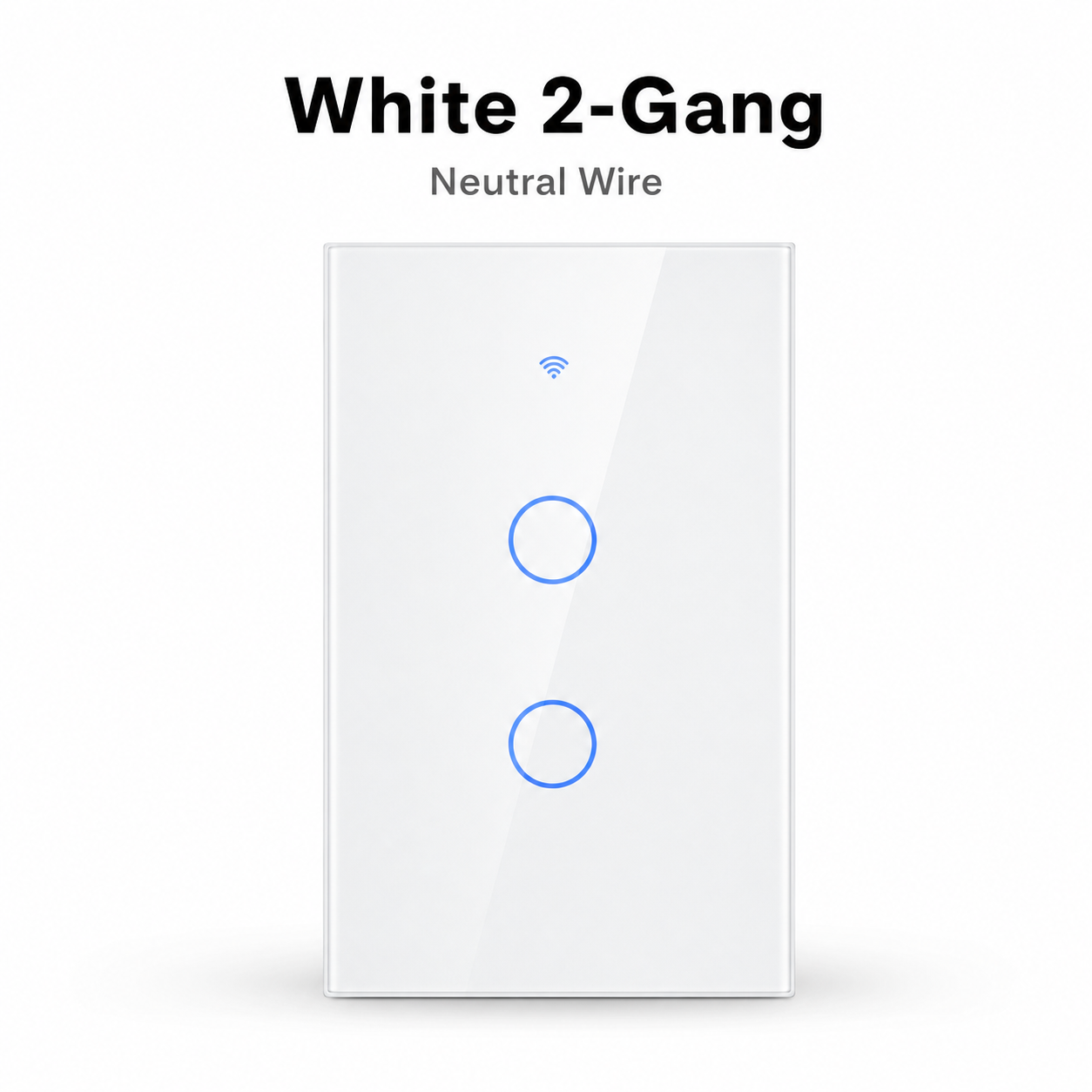 White 2-gang glass touch switch studio packshot