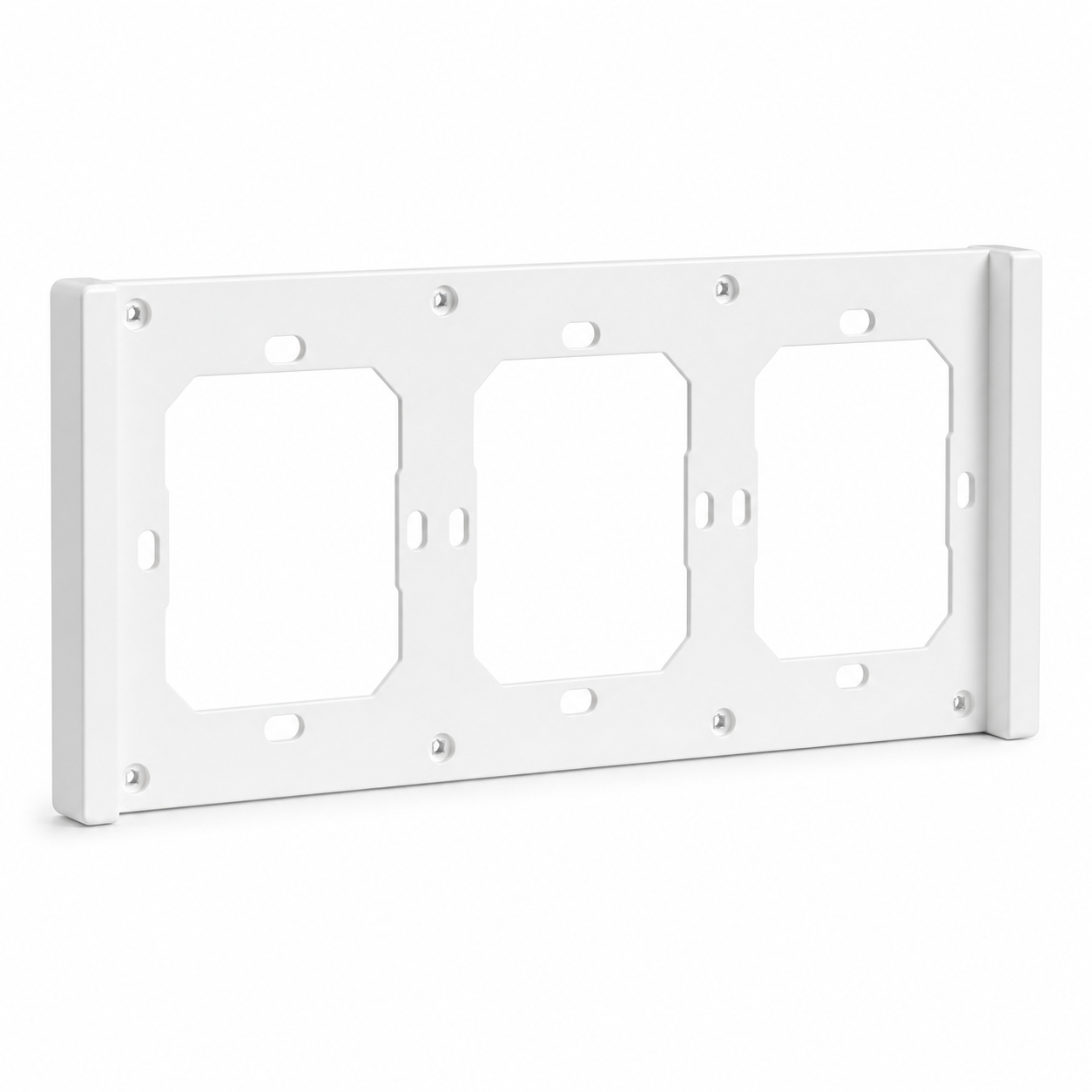 White three-module wall frame accessory for NéoSwitch M5 Matter Pro