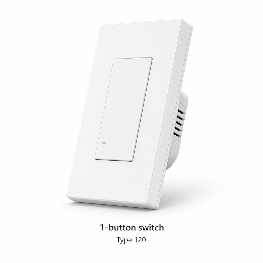 One-button Type 120 variant of NéoSwitch M5 Matter Pro US wall switch