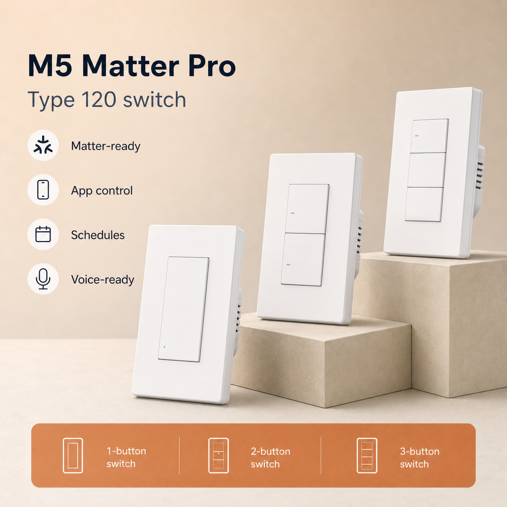 Feature overview for NéoSwitch M5 Matter Pro US Type 120 smart wall switches