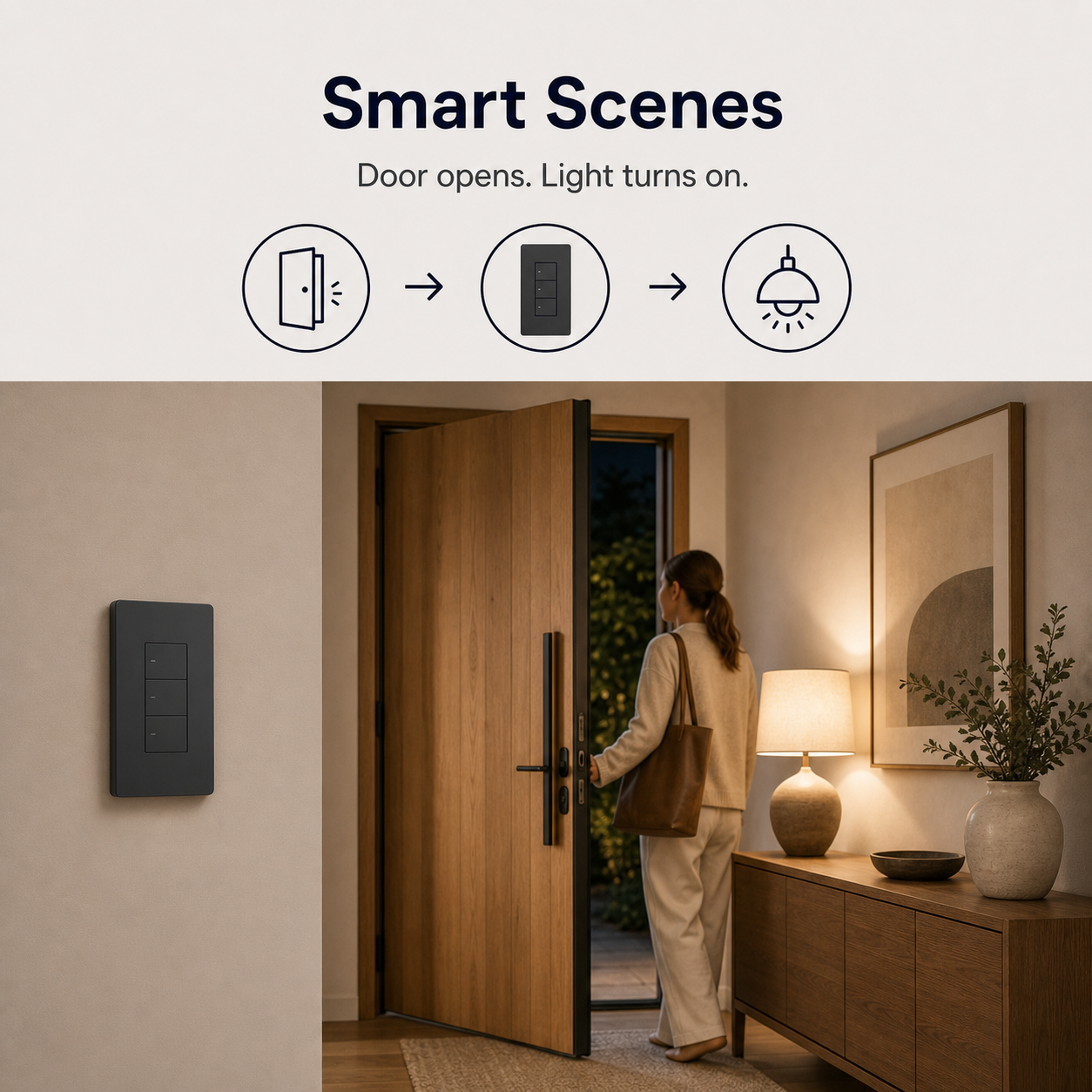 Smart scene entryway automation with NéoSwitch M5 Pro wall switch