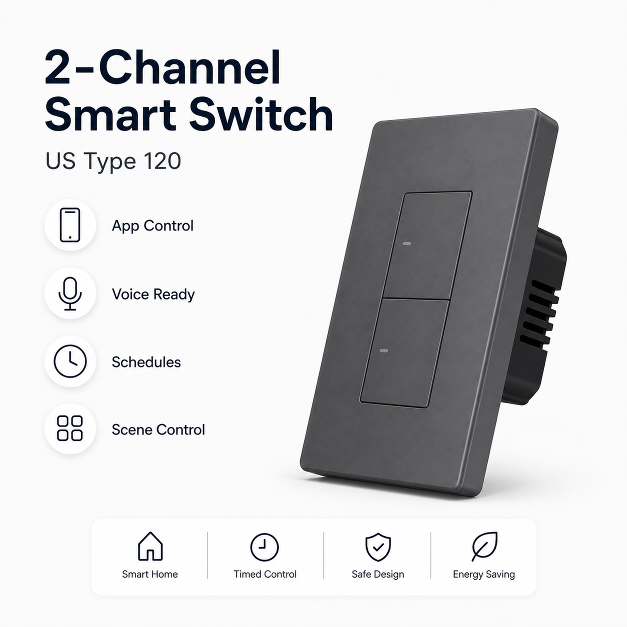 Two-channel NéoSwitch M5 Pro US mechanical smart switch feature card