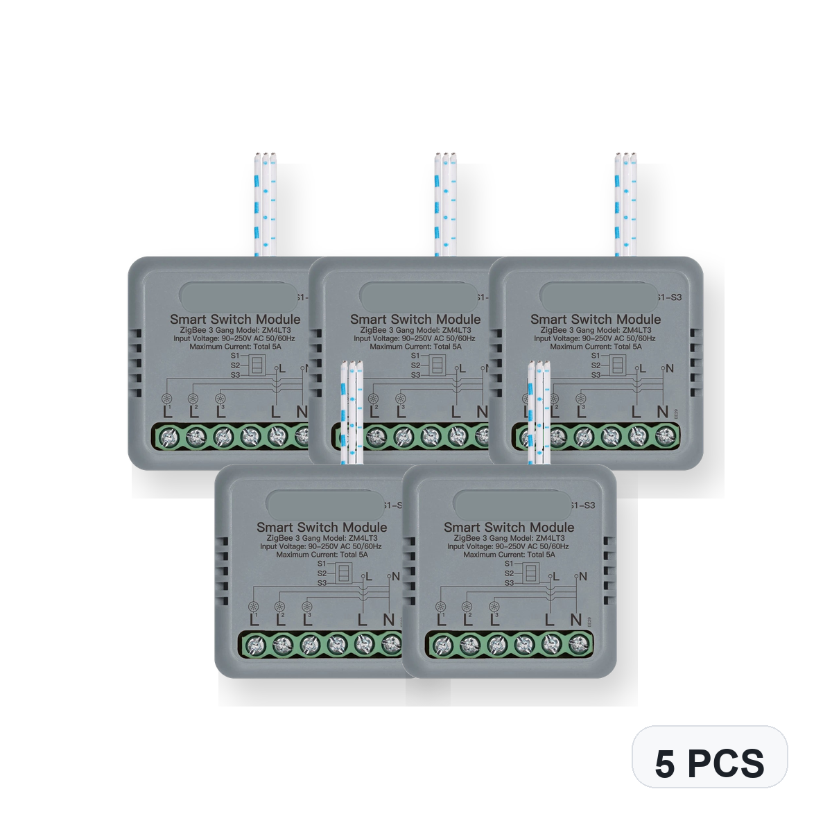 NéoSwitch Mini Comfort ZigBee 3 Gang 5 PCS studio quantity image