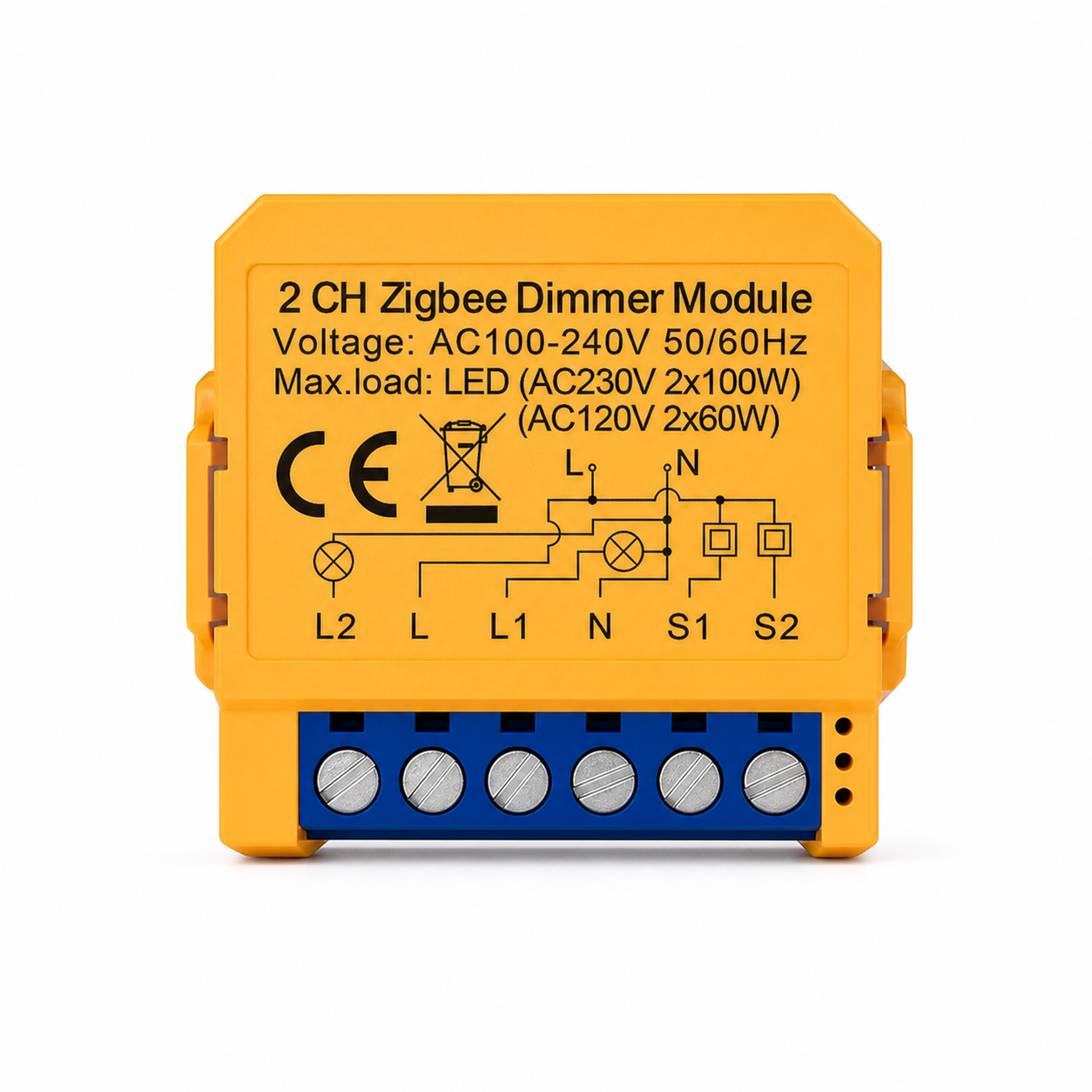 NéoSwitch Mini Essential ZigBee 2 gang dimmer module on white
