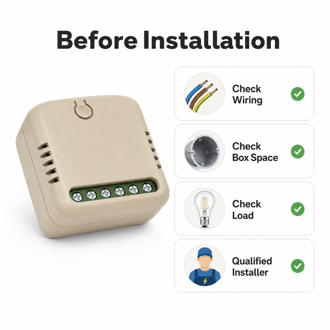 Pre-installation checklist for WiFi Matter relay module