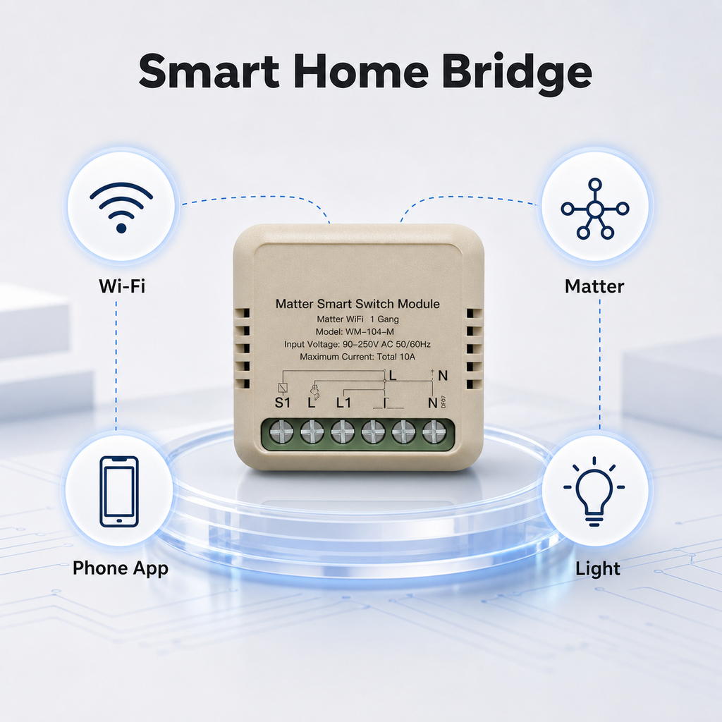 Smart home bridge diagram for WiFi Matter relay module