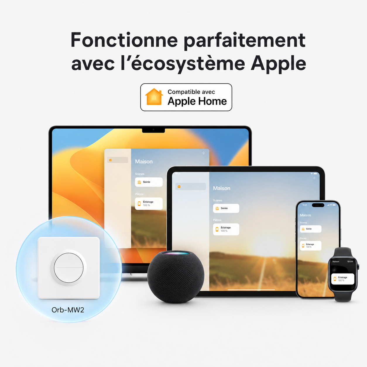 NéoSwitch Orb-Matter Dual Pro, compatibilité Apple Home pour piloter la maison connectée.