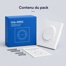NéoSwitch Orb-Matter Dual Pro, contenu du pack avec module, façade, visserie et accessoires.