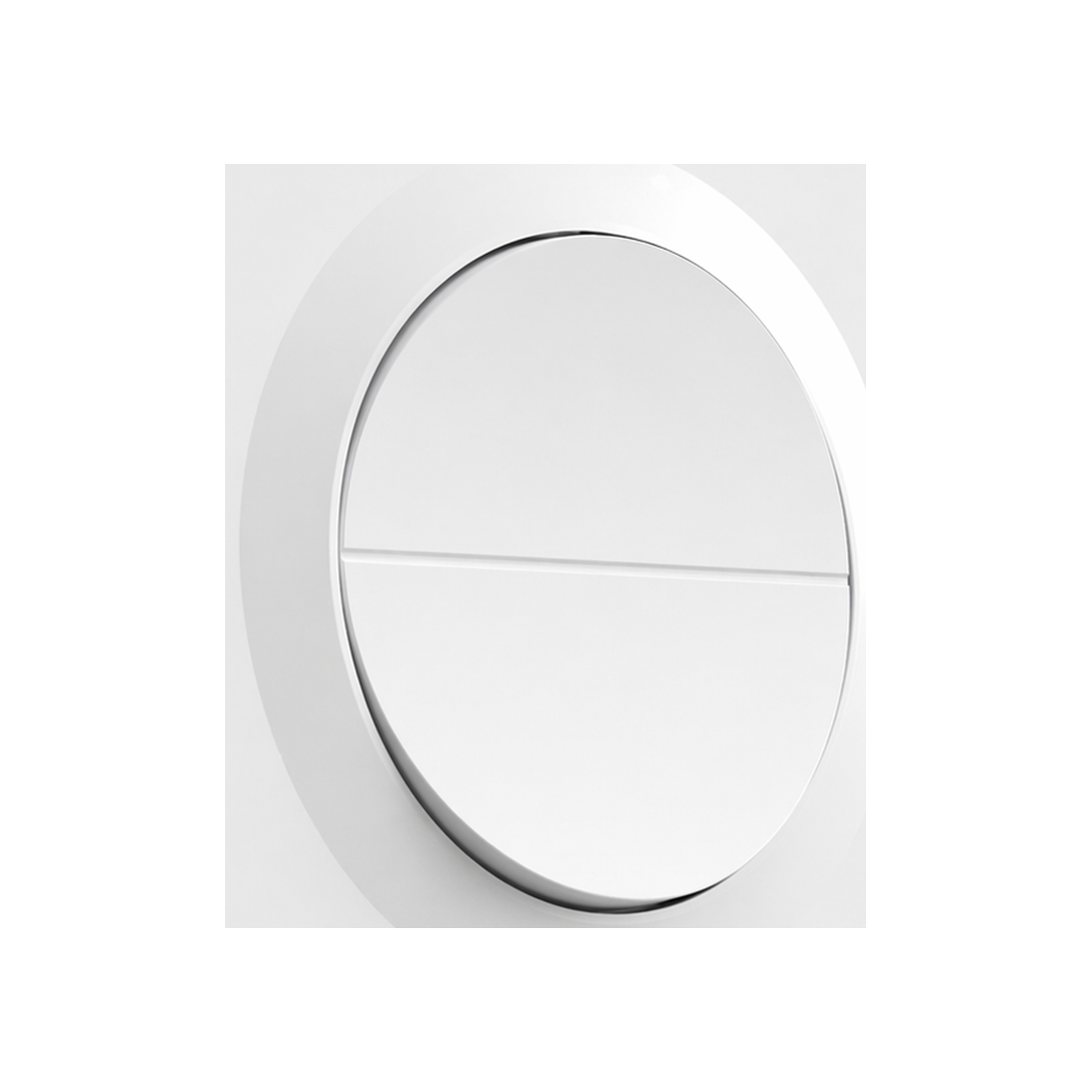 Détail de la double commande ronde du NéoSwitch Orb-Matter Dual Pro blanc sur fond studio blanc.