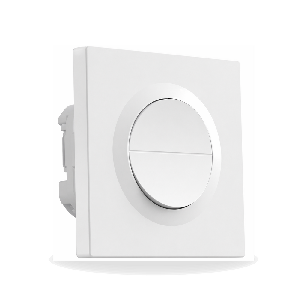 Commutateur double canal Matter NéoSwitch Orb-Matter Dual Pro blanc en vue de face sur fond studio blanc.