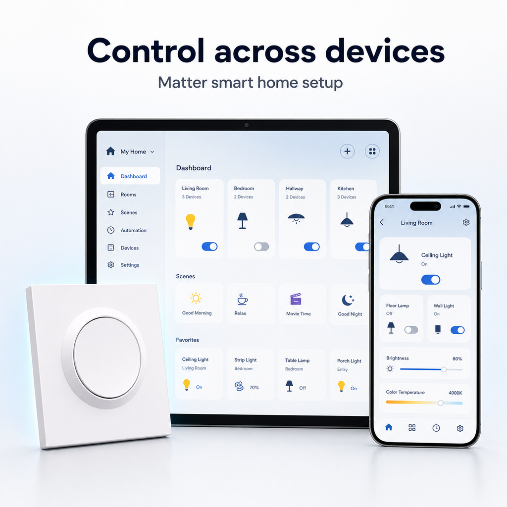 Generic multi-device control for NéoSwitch Orb-Matter Pro Matter wall switch