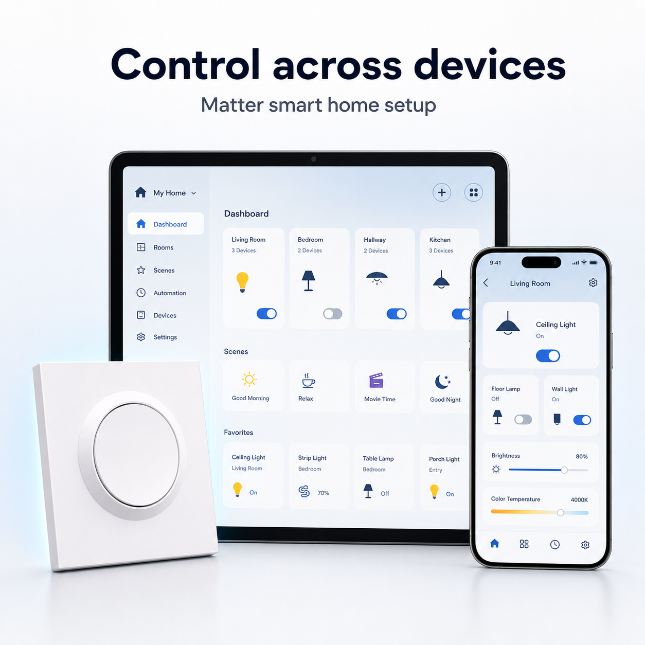 Generic multi-device control for NéoSwitch Orb-Matter Pro Matter wall switch