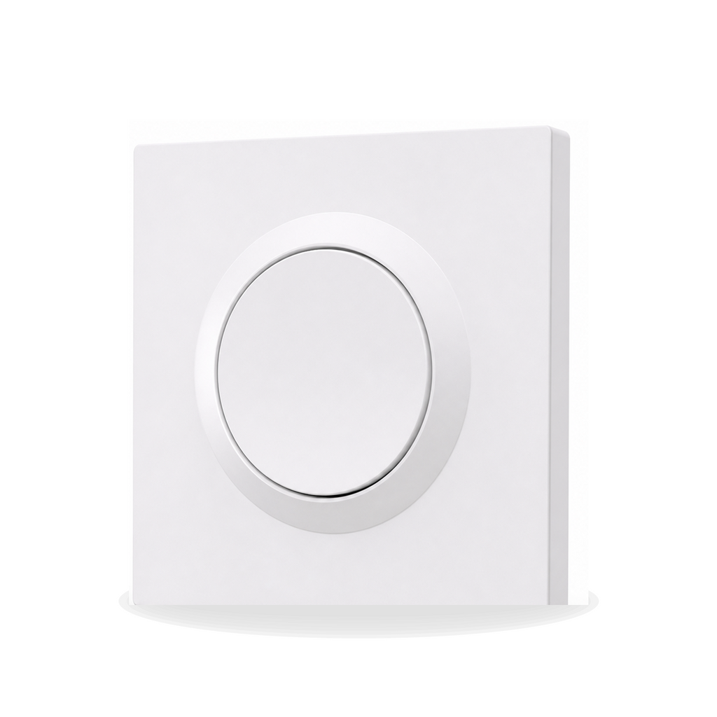 Commutateur connecté Matter NéoSwitch Orb-Matter Pro blanc en vue de face sur fond studio blanc.