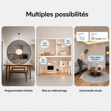 NéoSwitch Orb-Matter Pro, multiples possibilités avec programmation horaire, état au redémarrage et commande vocale.