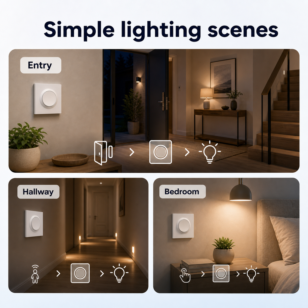 Simple lighting scenes with NéoSwitch Orb-Matter Pro wall switch