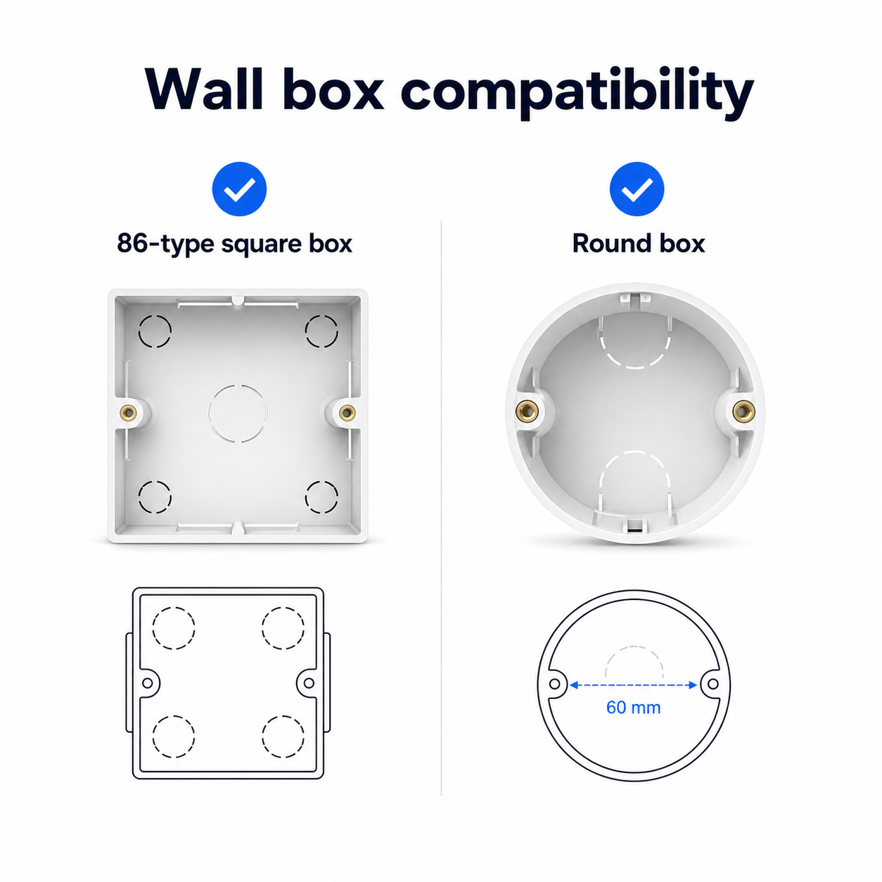 Wall box compatibility diagram for NéoSwitch Orb-Matter Pro