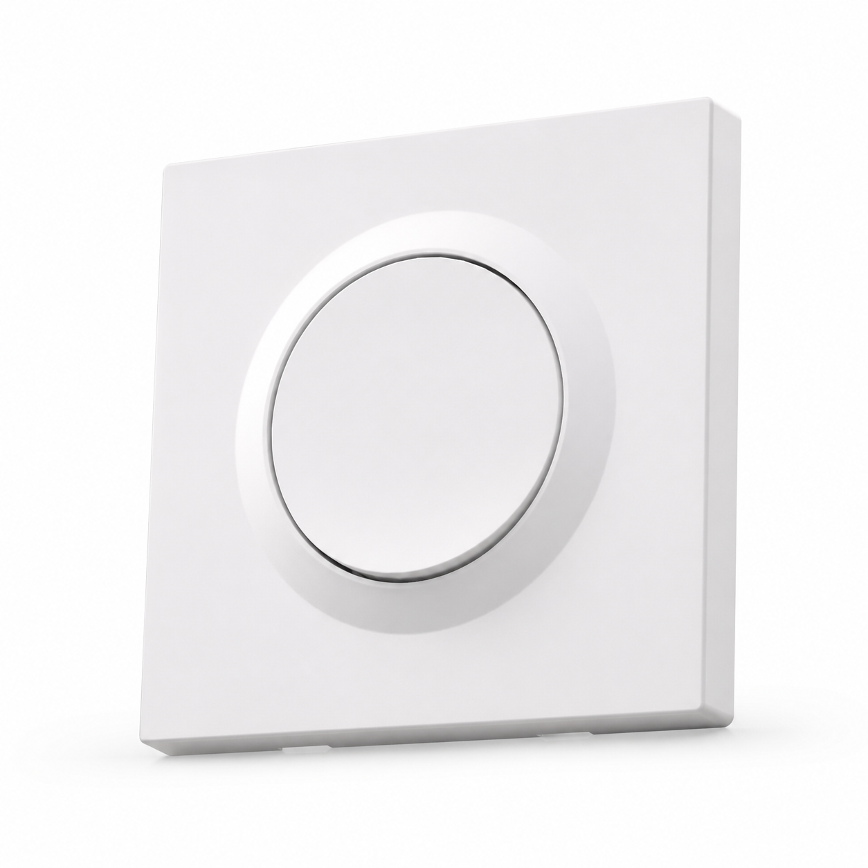 Studio packshot of NéoSwitch Orb-Matter Pro white round wall switch