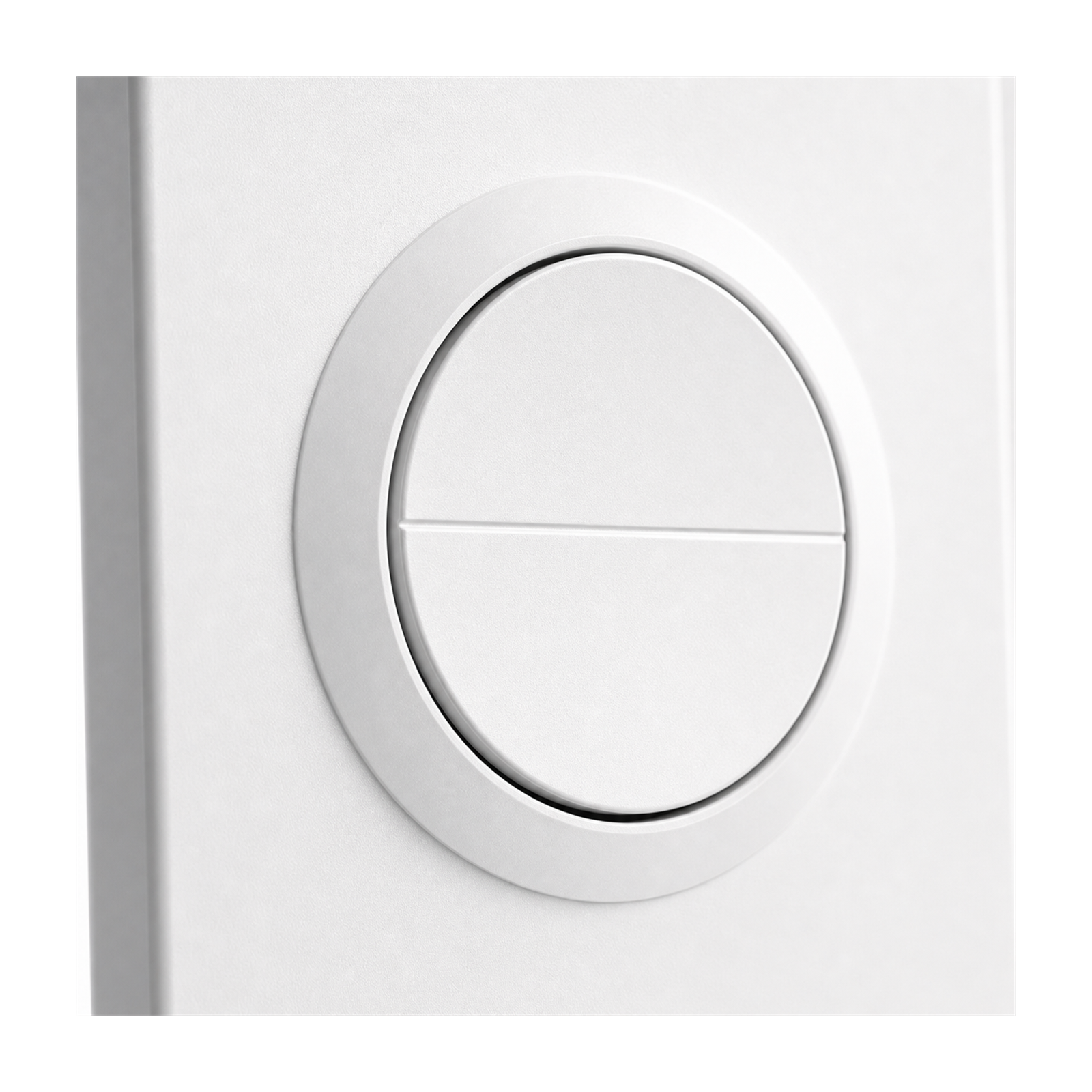 Détail du bouton double de l’interrupteur NéoSwitch Orb-Zigbee Dual Pro 16A blanc sur fond blanc.
