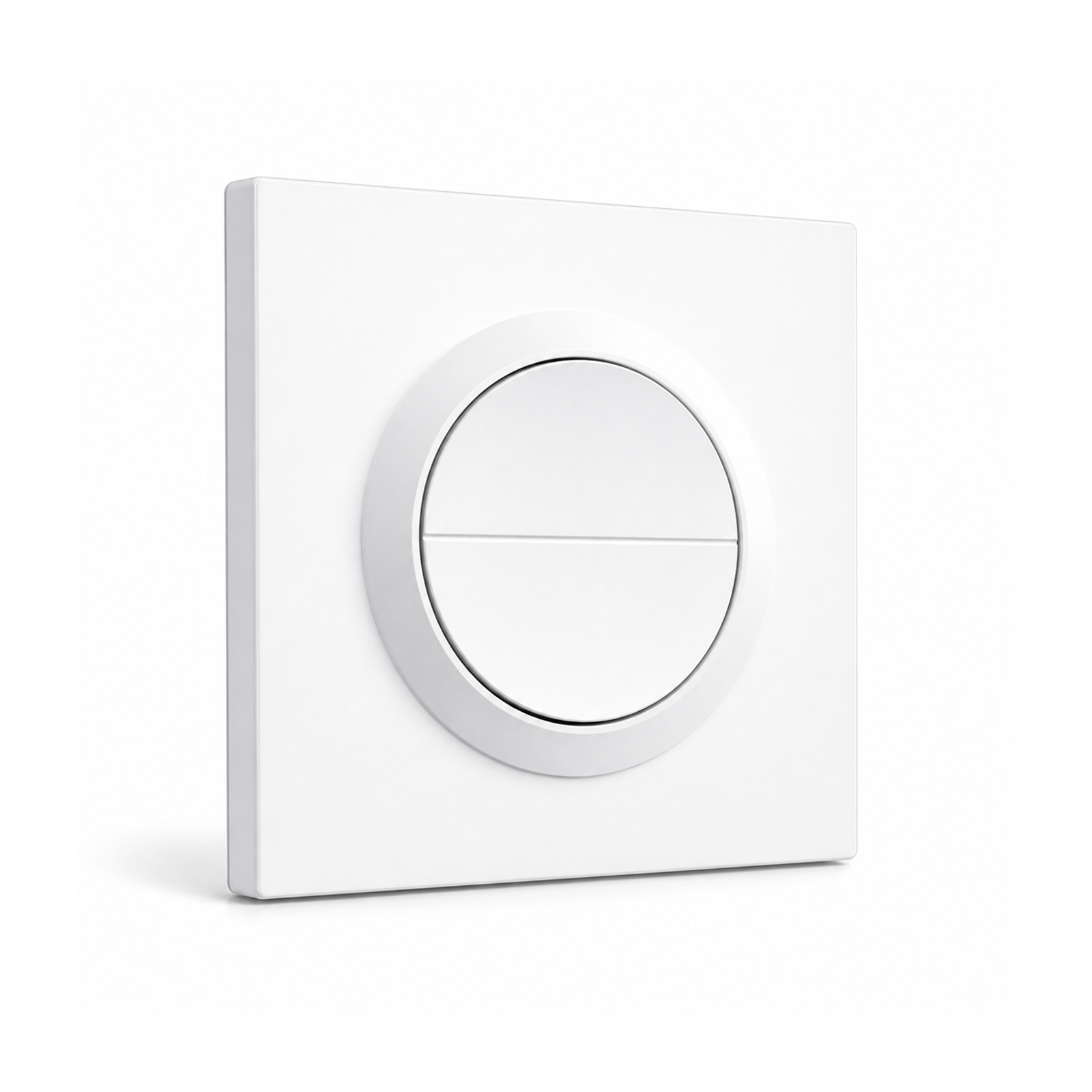 Interrupteur mural NéoSwitch Orb-Zigbee Dual Pro 16A blanc en vue angle sur fond blanc.