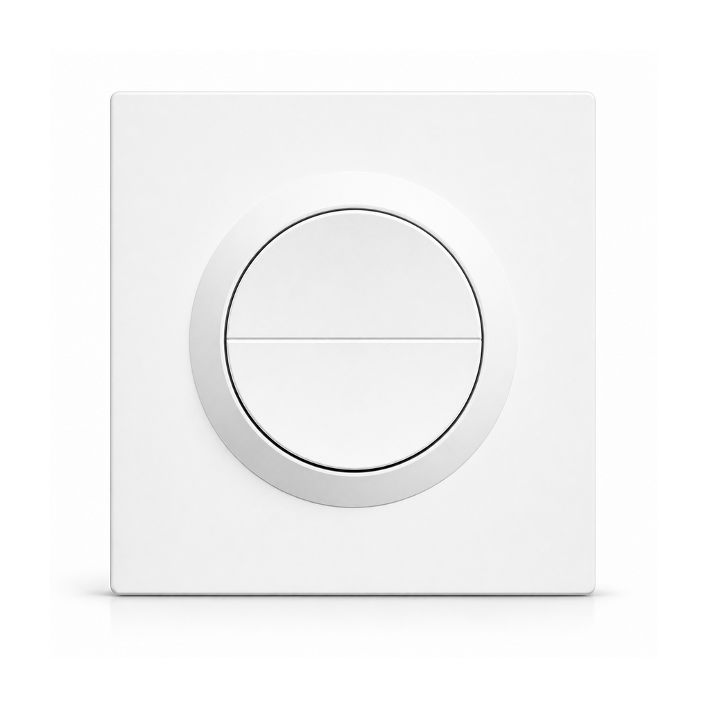 Interrupteur mural NéoSwitch Orb-Zigbee Dual Pro 16A blanc en vue de face sur fond blanc.