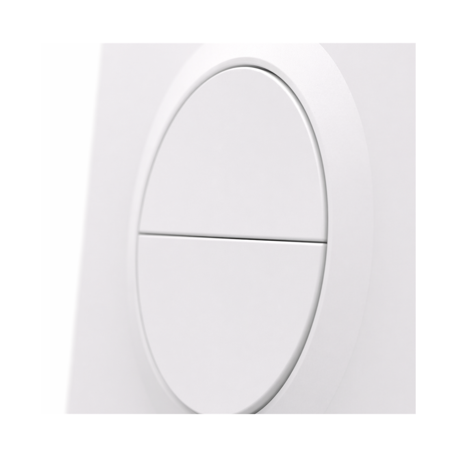 Détail du bouton double canal de l’interrupteur NéoSwitch Orb-Zigbee Dual Pro blanc sur fond blanc.