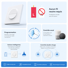 NéoSwitch Orb-Zigbee Dual Pro avec programmation, contrôle vocal, scènes intelligentes et contrôle double charge sans neutre.