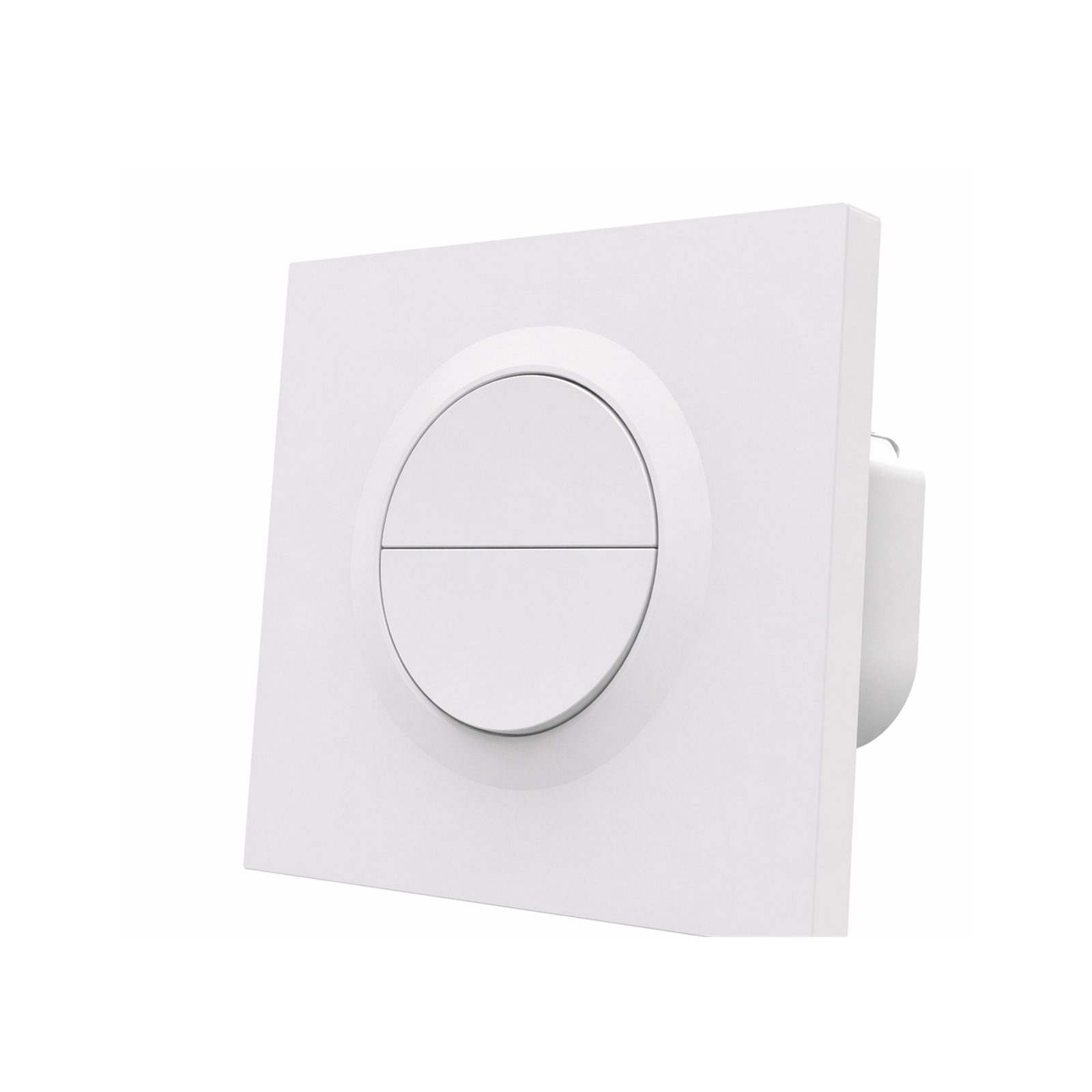 Interrupteur mural NéoSwitch Orb-Zigbee Dual Pro double canal blanc sur fond blanc.