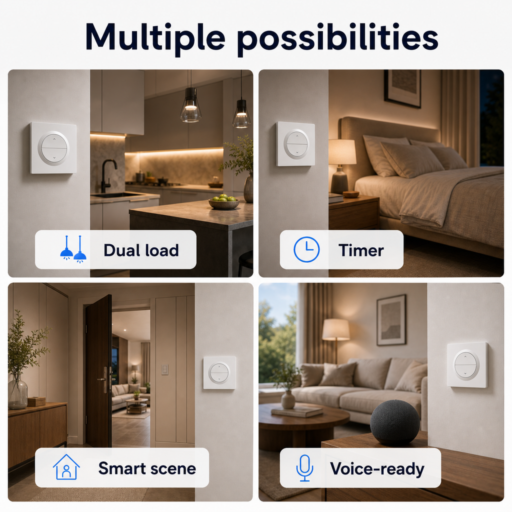 Multiple possibilities feature grid for NéoSwitch Orb-Zigbee Dual Pro