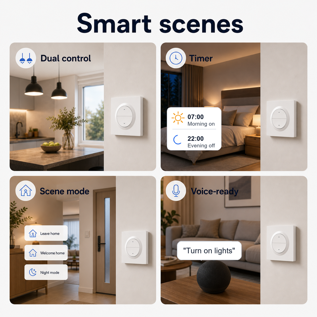Smart scenes and timer examples for NéoSwitch Orb-Zigbee Dual Pro