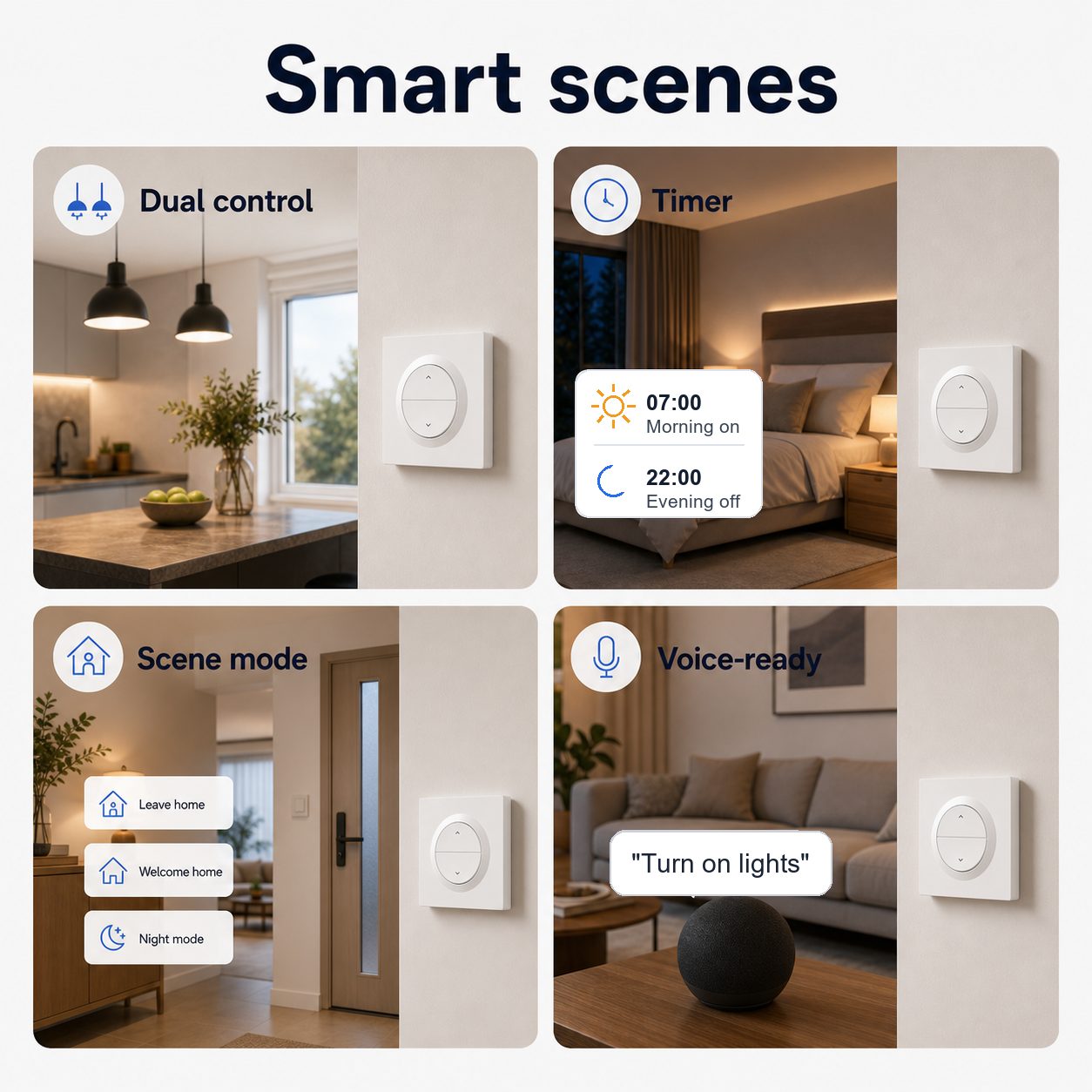 Smart scenes and timer examples for NéoSwitch Orb-Zigbee Dual Pro